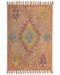 Area Rug Orange Cotton 140 x 200 cm Rectangular with Tassels Geometirc Pattern Boho Oriental Style Beliani