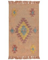 Area Rug Orange Cotton 80 x 150 cm Rectangular with Tassels Geometirc Pattern Boho Oriental Style Beliani