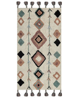 Area Rug Multicolour Cotton 80 x 150 cm Rectangular with Tassels Diamond Pattern Boho Oriental Style Beliani