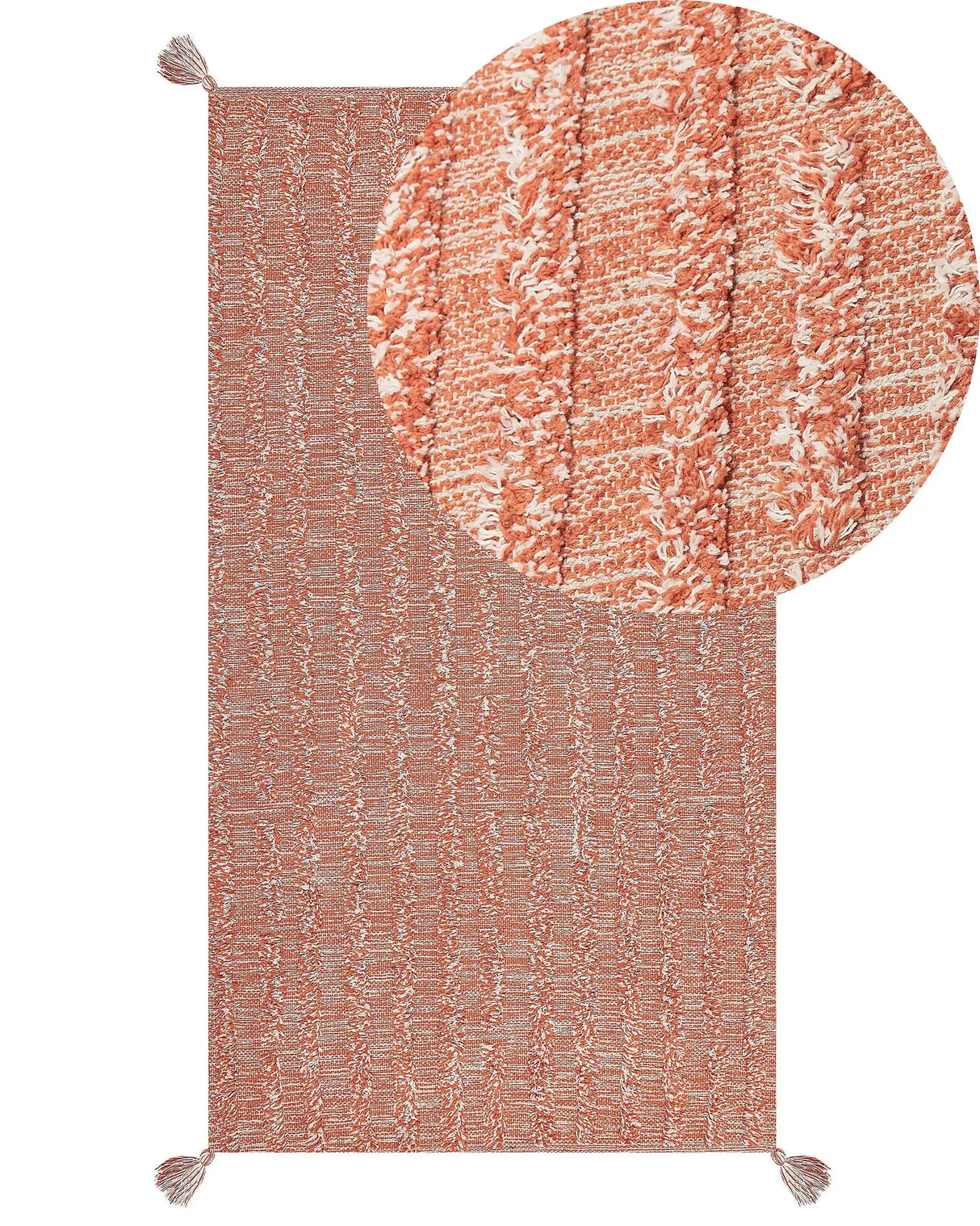 Area Rug Orange Cotton 80 x 150 cm Rectangular Hand Tufted Boho Modern Design Beliani