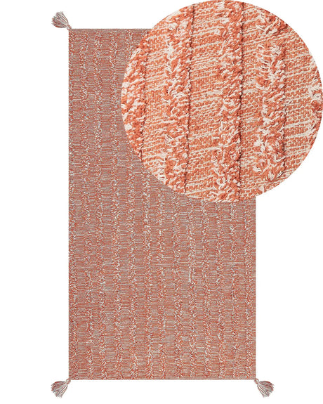 Area Rug Orange Cotton 80 x 150 cm Rectangular Hand Tufted Boho Modern Design Beliani
