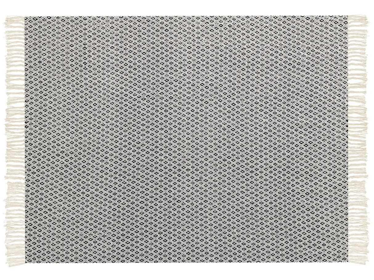 Blanket Black and Beige Cotton Geometric Pattern 125 x 150 cm Bed Throw Traditional Living Room Bedroom Beliani