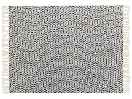 Blanket Black and Beige Cotton Geometric Pattern 125 x 150 cm Bed Throw Traditional Living Room Bedroom Beliani