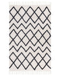 Area Rug Beige and Black Cotton 160 x 230 cm Minimalistic Tufted Geometric Pattern Fringed Living Room Bedroom Beliani