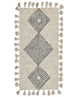 Area Rug Beige Cotton 80 x 150 cm Rectangular with Tassels Geometric Pattern Boho Oriental Style Beliani