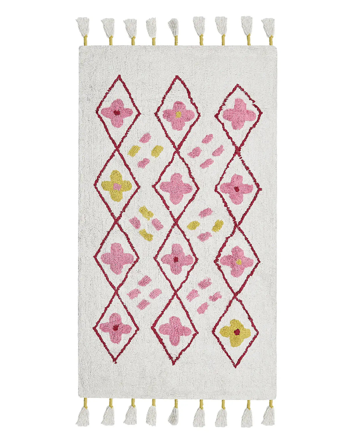 Area Rug Multicolour Cotton 80 x 150 cm Rectangular with Tassels Geometric Pattern Boho Oriental Style Beliani