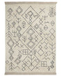 Area Rug Beige Cotton 160 x 230 cm Rectangular with Tassels Geometric Pattern Boho Oriental Style Beliani