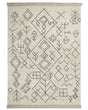 Area Rug Beige Cotton 160 x 230 cm Rectangular with Tassels Geometric Pattern Boho Oriental Style Beliani