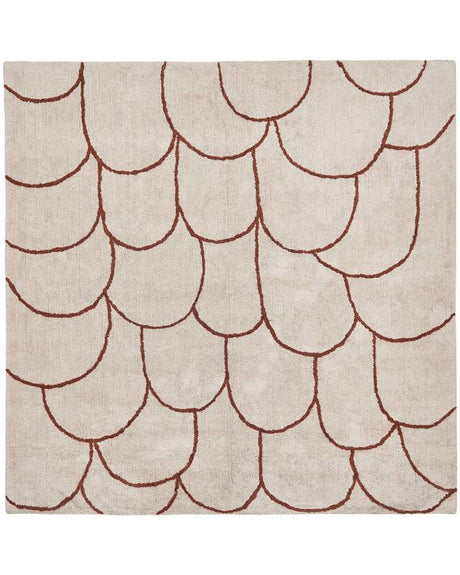 Area Rug Beige and Brown Cotton 200 x 200 cm Minimalistic Tufted Geometric Pattern Living Room Bedroom Beliani