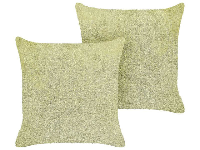 Set of 2 Decorative Cushions Green Polyester 45 x 45 cm Boho Design Decor Accessories Beliani