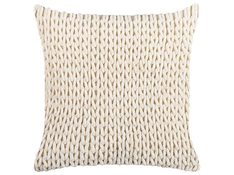 Decorative Cushion Beige Cotton and Polyester 45 x 45 cm Boho Design Braided Decor Accessories Beliani