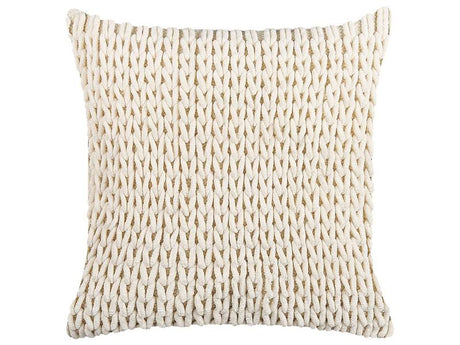 Decorative Cushion Beige Cotton and Polyester 45 x 45 cm Boho Design Braided Decor Accessories Beliani