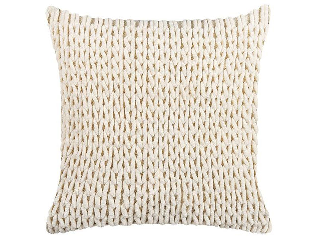 Decorative Cushion Beige Cotton and Polyester 45 x 45 cm Boho Design Braided Decor Accessories Beliani