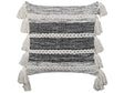 Decorative Cushion Black and Grey Cotton 45 x 45 cm with Tassels Boho Design Decor Accessories Beliani