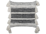Decorative Cushion Black and Grey Cotton 45 x 45 cm with Tassels Boho Design Decor Accessories Beliani