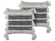 Set of 2 Decorative Cushions Black and Grey Cotton 45 x 45 cm with Tassels Boho Design Decor Accessories Beliani