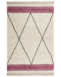 Area Rug Beige and Pink Cotton 160 x 230 cm Rectangular with Tassels Geometric Pattern Boho Style Beliani