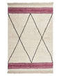 Area Rug Beige and Pink Cotton 140 x 200 cm Rectangular with Tassels Geometric Pattern Boho Style Beliani