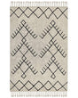 Area Rug Beige and Black Cotton 160 x 230 cm Rectangular with Tassels Geometric Pattern Boho Style Beliani