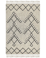 Area Rug Beige and Black Cotton 160 x 230 cm Rectangular with Tassels Geometric Pattern Boho Style Beliani