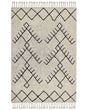 Area Rug Beige and Black Cotton 160 x 230 cm Rectangular with Tassels Geometric Pattern Boho Style Beliani