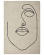 Area Rug Beige Cotton Face Motif 160 x 230 cm Abstract Pattern Low Pile Modern Beliani