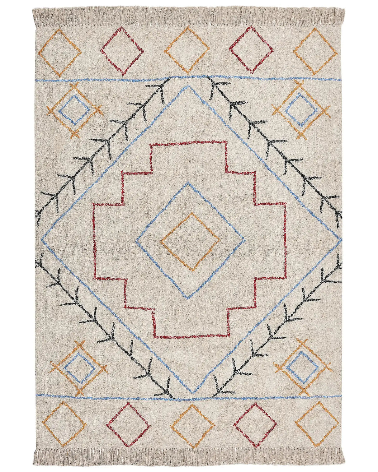Cotton Rug Multicolour Geometric Pattern 160 x 230 cm Low Pile Boho Vintage Beliani