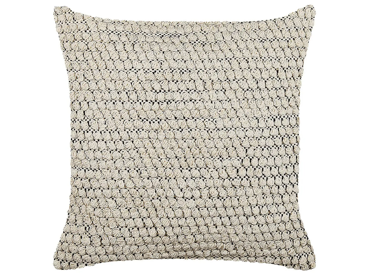 Decorative Cushion Beige Cotton 45 x 45 cm Handmade Boho Decor Accessories Beliani