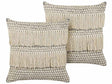 Set of 2 Decorative Cushions Beige Cotton 45 x 45 cm with Tassels Boho Decor Accessories Beliani