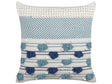 Decorative Cushion White and Blue Cotton 45 x 45 cm with Tassels Boho Decor Accessories Beliani