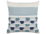 Decorative Cushion White and Blue Cotton 45 x 45 cm with Tassels Boho Decor Accessories Beliani