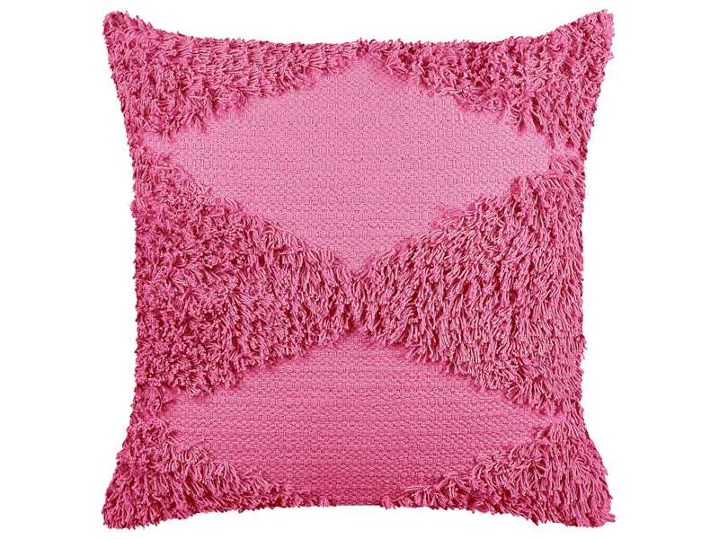 Decorative Cushion Pink Cotton 45 x 45 cm Geometric Pattern Boho Decor Accessories Beliani