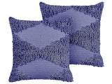 Set of 2 Decorative Cushions Violet Cotton 45 x 45 cm Geometric Pattern Boho Decor Accessories Beliani