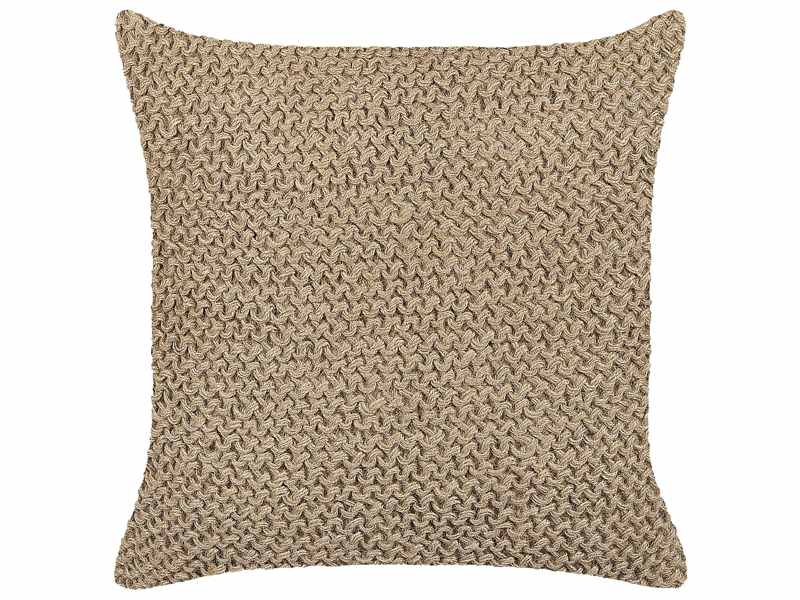 Decorative Cushion Beige Jute 45 x 45 cm Woven Plaited Boho Decor Accessories Beliani