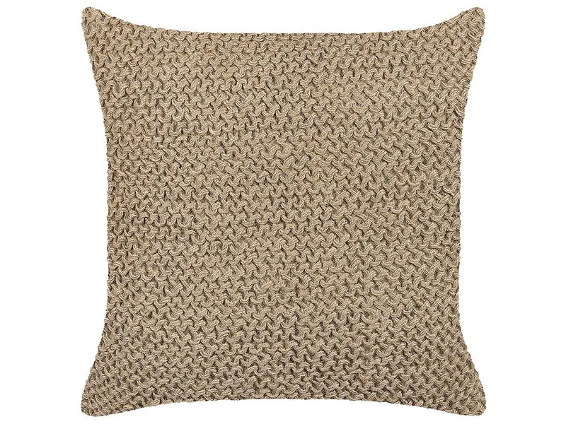 Decorative Cushion Beige Jute 45 x 45 cm Woven Plaited Boho Decor Accessories Beliani