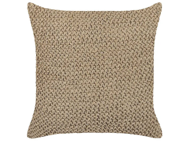 Decorative Cushion Beige Jute 45 x 45 cm Woven Plaited Boho Decor Accessories Beliani