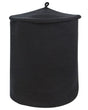 Storage Basket Black Cotton with Lid Laundry Bin Boho Accessories Beliani