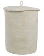 Storage Basket Off-White Cotton with Lid Laundry Bin Boho Accessories Beliani