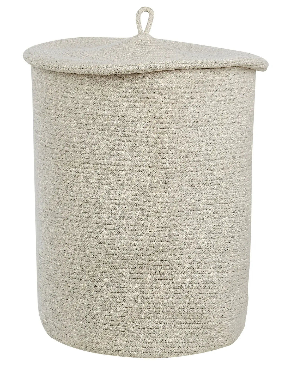 Storage Basket Off-White Cotton with Lid Laundry Bin Boho Accessories Beliani