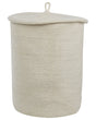 Storage Basket Off-White Cotton with Lid Laundry Bin Boho Accessories Beliani