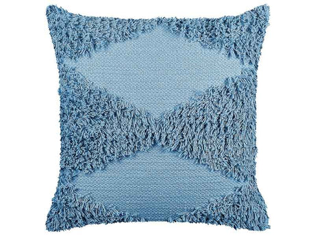 Decorative Cushion Blue Cotton 45 x 45 cm Geometric Pattern Boho Decor Accessories Beliani