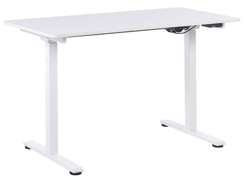 Electrically Adjustable Desk White Tabletop Powder Coated Steel Frame Sit and Stand 120 x 60 cm Modern Design  Beliani