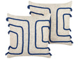 Set of 2 Decorative Cushions Beige and Navy Blue 45 x 45 cm Absract Pattern Square Home Accessory Beliani