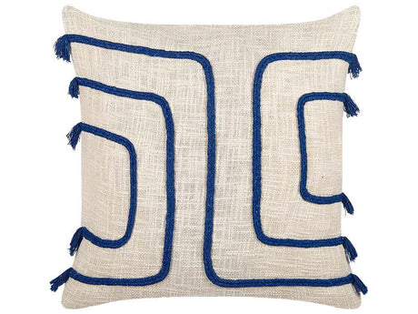 Decorative Cushion Beige and Navy Blue 45 x 45 cm Absract Pattern Square Home Accessory Beliani