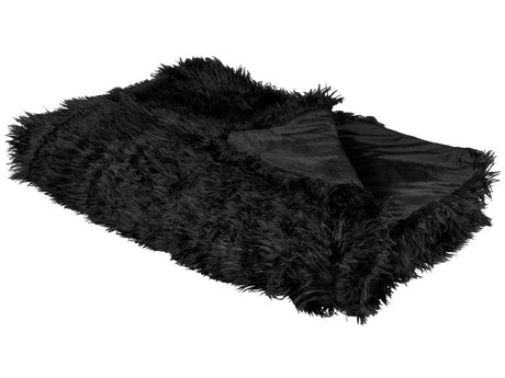 Bedspread Black Soft Fabric 150 x 200 cm Faux Fur Blanket Beliani