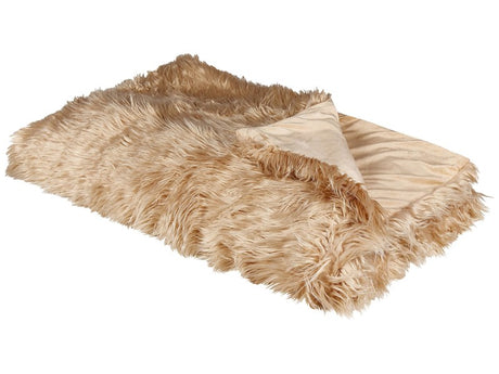 Bedspread Light Brown Soft Fabric 150 x 200 cm Faux Fur Blanket Beliani