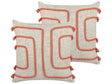 Decorative Cushions Beige and Orange 45 x 45 cm Abstract Pattern Square Home Accessory Beliani