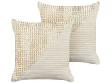Set of 2 Decorative Cushions Light Beige 45 x 45 cm Elegant Pattern Square Home Accessory Beliani