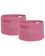 Set of 2 Storage Baskets Cotton Pink Braided Laundry Hamper Fabric Toys Storage Bin Beliani