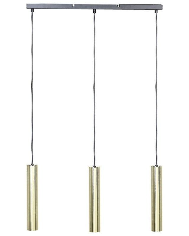 Hanging Lamp Brass Steel 100 cm 3-Light Round Shades Modern Design Kitchen Dining Room Beliani